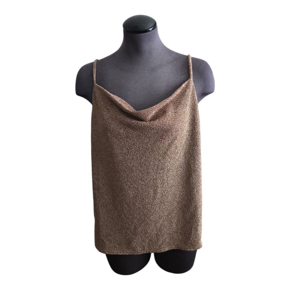 EC SKIES ARE BLUE METALIC COWL NECK TANK SZ. S